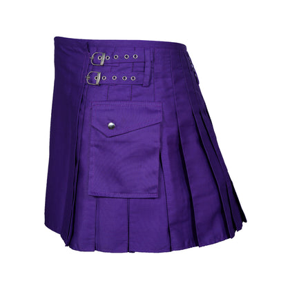 Purple Women Utility Kilt With Cargo Pockets