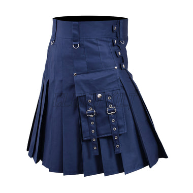 Navy Blue Unique Fashion Utility Kilt For Men