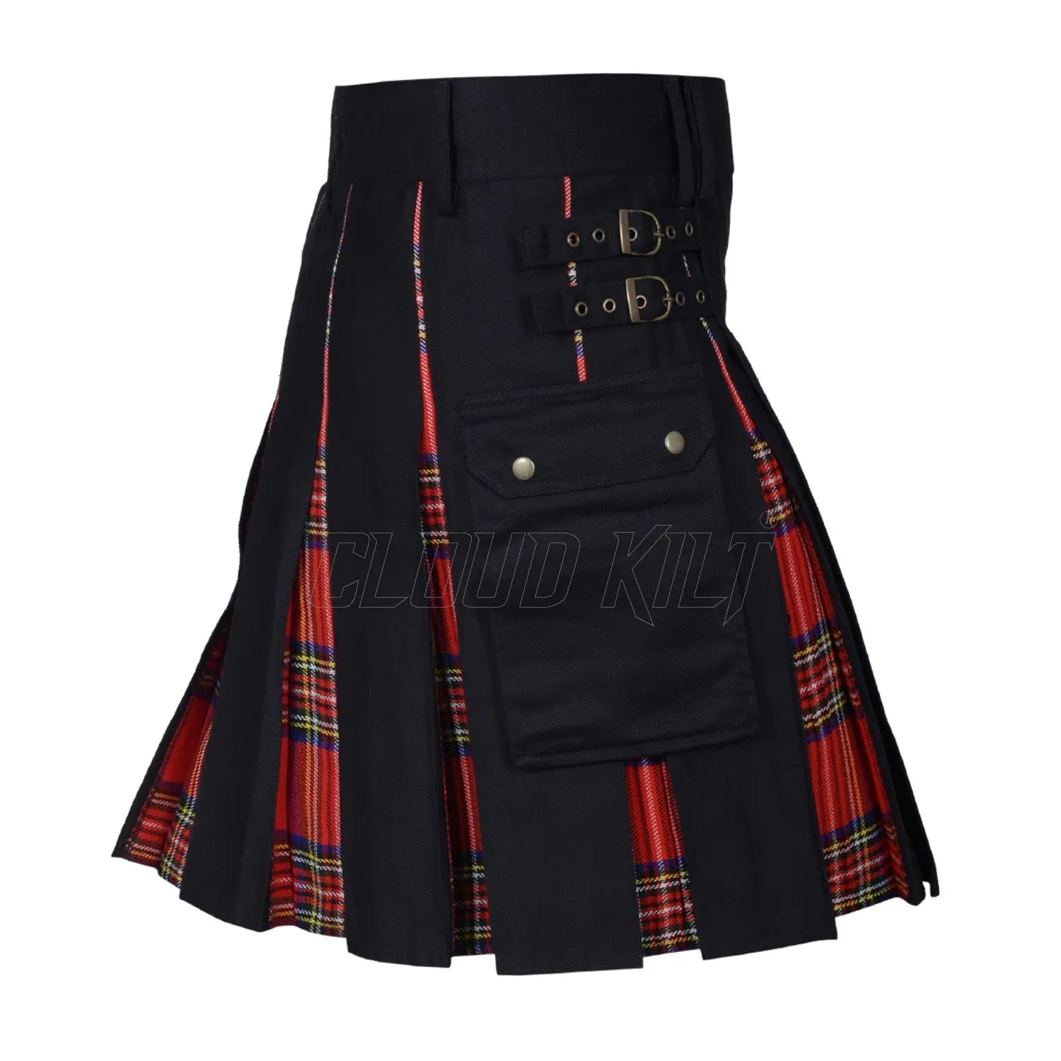 Box Pleated Tartan Hybrid Royal Stewart Utility Kilt - CLOUD KILT