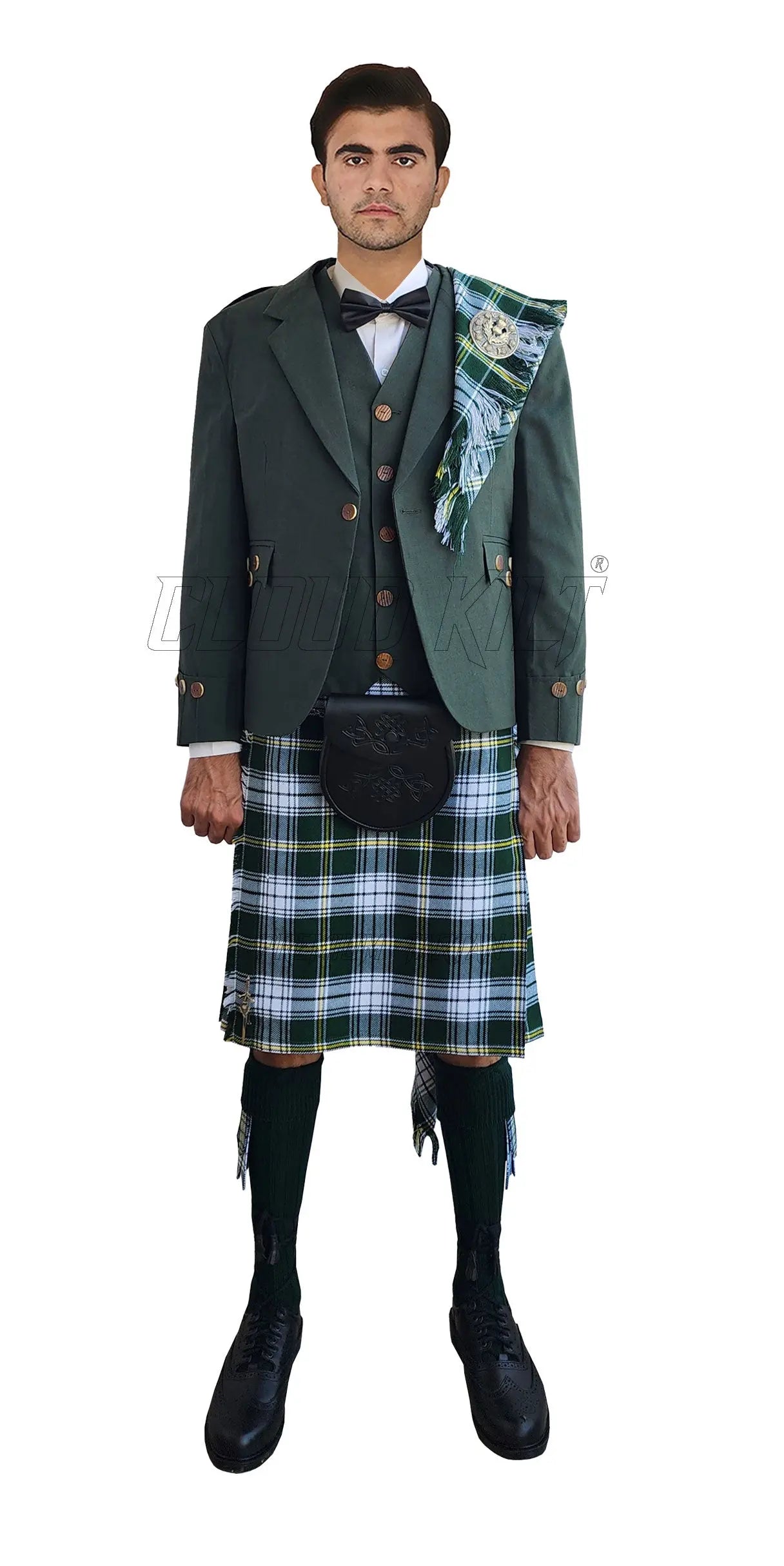 Green Argyll Kilt Outfit With St Patrick Irish Tartan Kilt - CLOUD ...