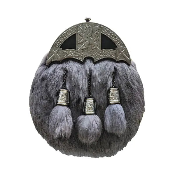 Silver Grey Rabbit Fur Leather Sporran - CLOUD KILT – CLOUD KILT®